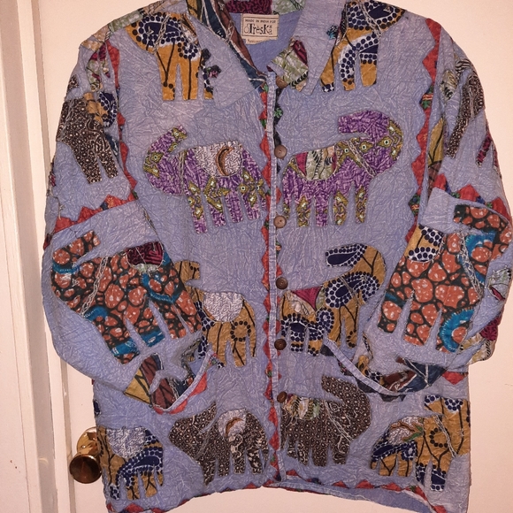 *HP* VINTAGE ELEPHANT THEMED PATCHWORK BOHO JACKET BY TRÈSKA | 3XL - Picture 1 of 5